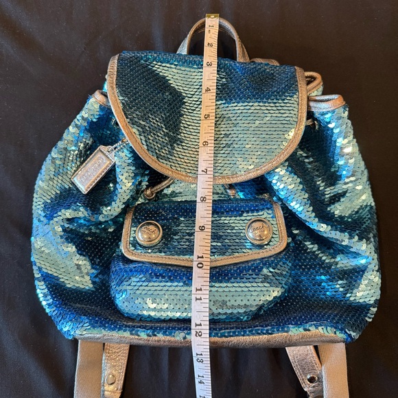 🩵✨ Coach Poppy Spotlight Turquoise Sequin Sparkly Limited Edition Backpack - Picture 16 of 17